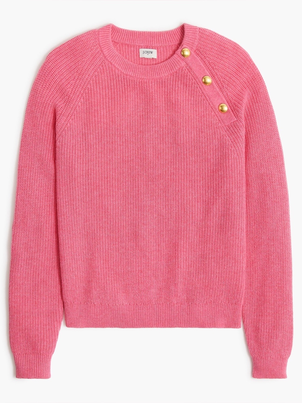 J Crew Raglan Crewneck Sweater Pullover Buttons Ribbed
